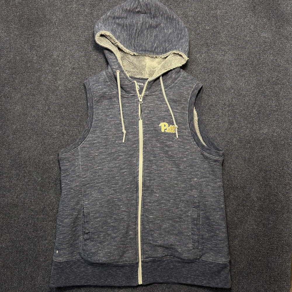 Pittsburgh Panthers Sleeveless Hoodie Womens Large Blue MLB Baseball Antigua